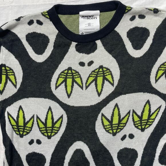 Adidas Jeremy Scott Skull Skeleton Sweater Size XS Long Sleeve Crewneck Pullover - Picture 3 of 5